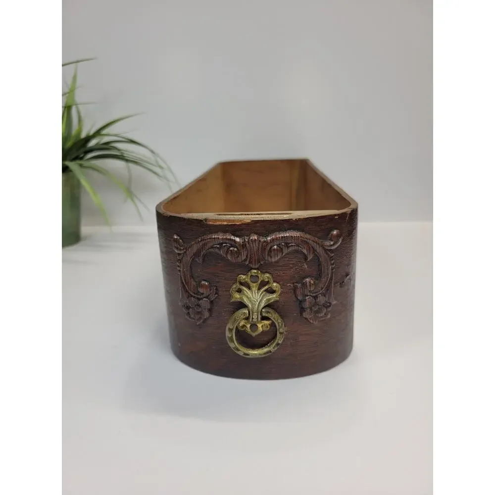 Antique Wooden Sewing Machine Drawer, Curved Drop Leaf Cabinet Box Planter Bin